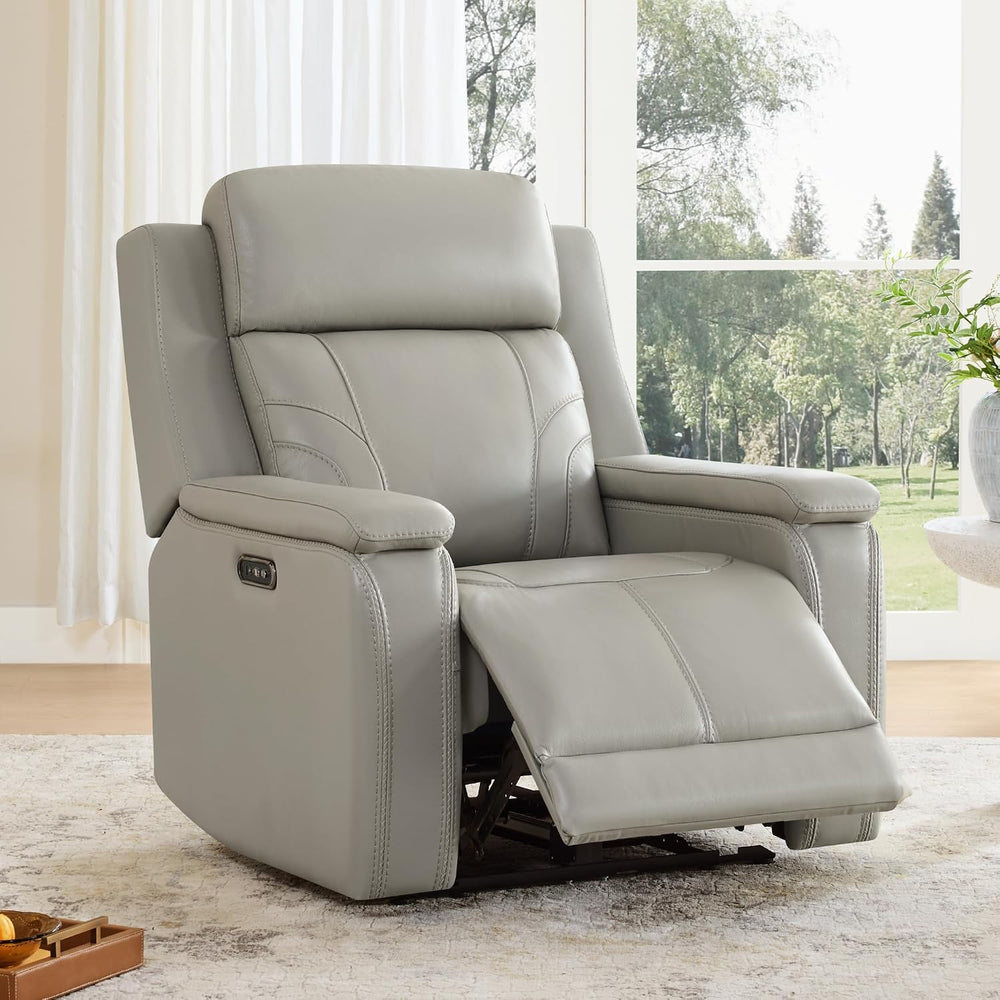 Watson & Whitely Genuine Leather Recliner Lay Flat W Power Headrest Grey