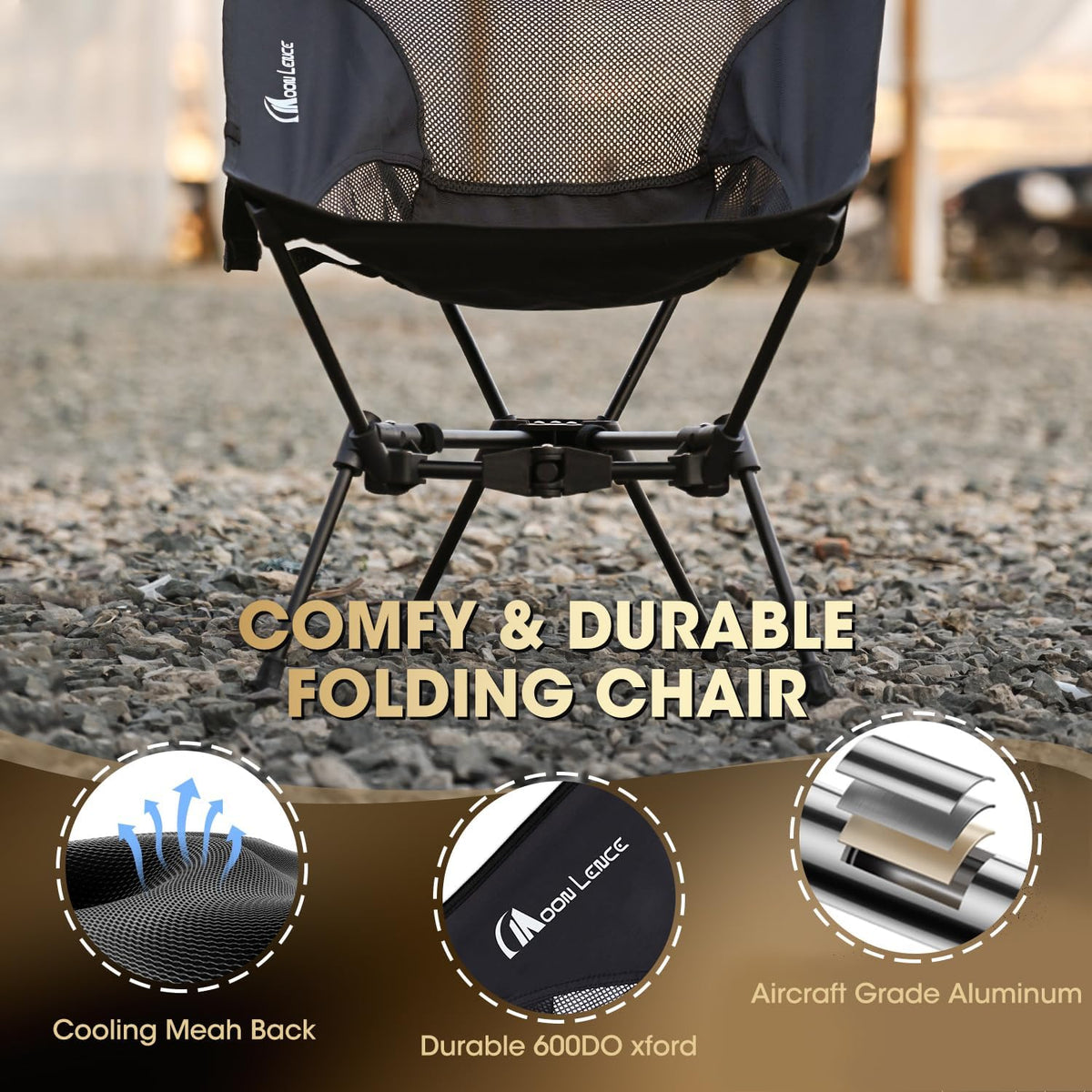 MOON LENCE Portable Camping Chair Backpacking Chair - The 4th Generation Ultralight Folding Chair - Compact, Lightweight Foldable Chairs for Hiking Mountaineering Beach