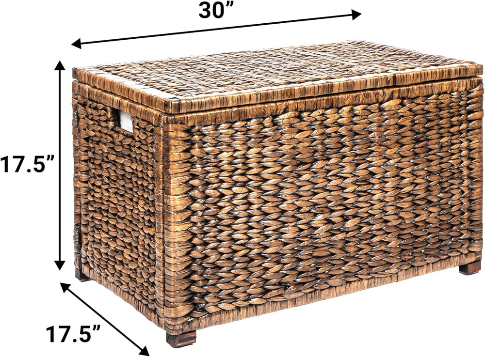 happimess Anada 30" Storage Trunk Wicker Weave Water Hyacinth, Brown Wash