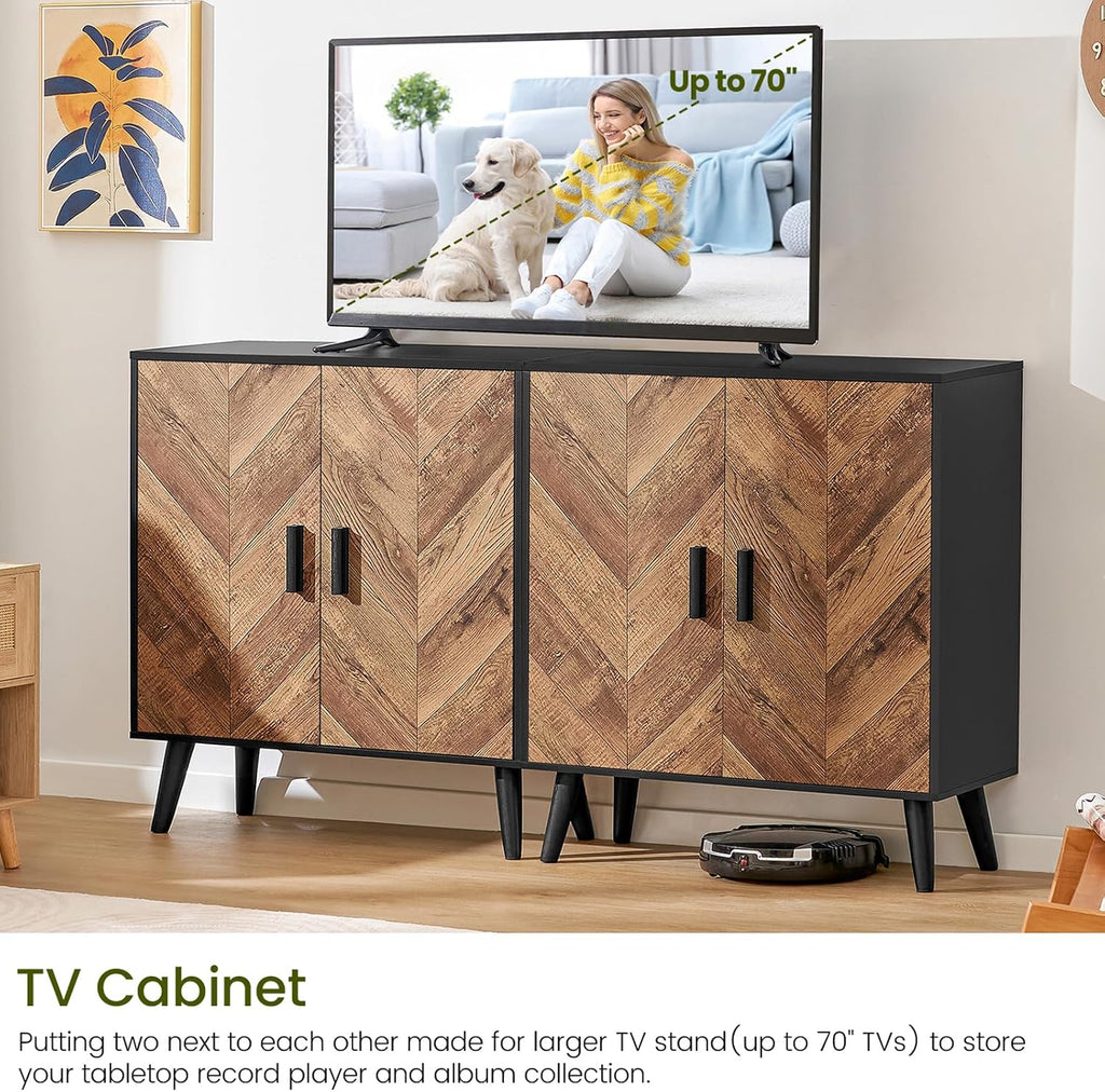 Iwell Storage Cabinet with 2 Shelves & Doors, Sideboard Buffet Cabinet with Storage, Entryway Cabinets, Accent Cabinets for Living Room, Dining Room, Entryway, Black