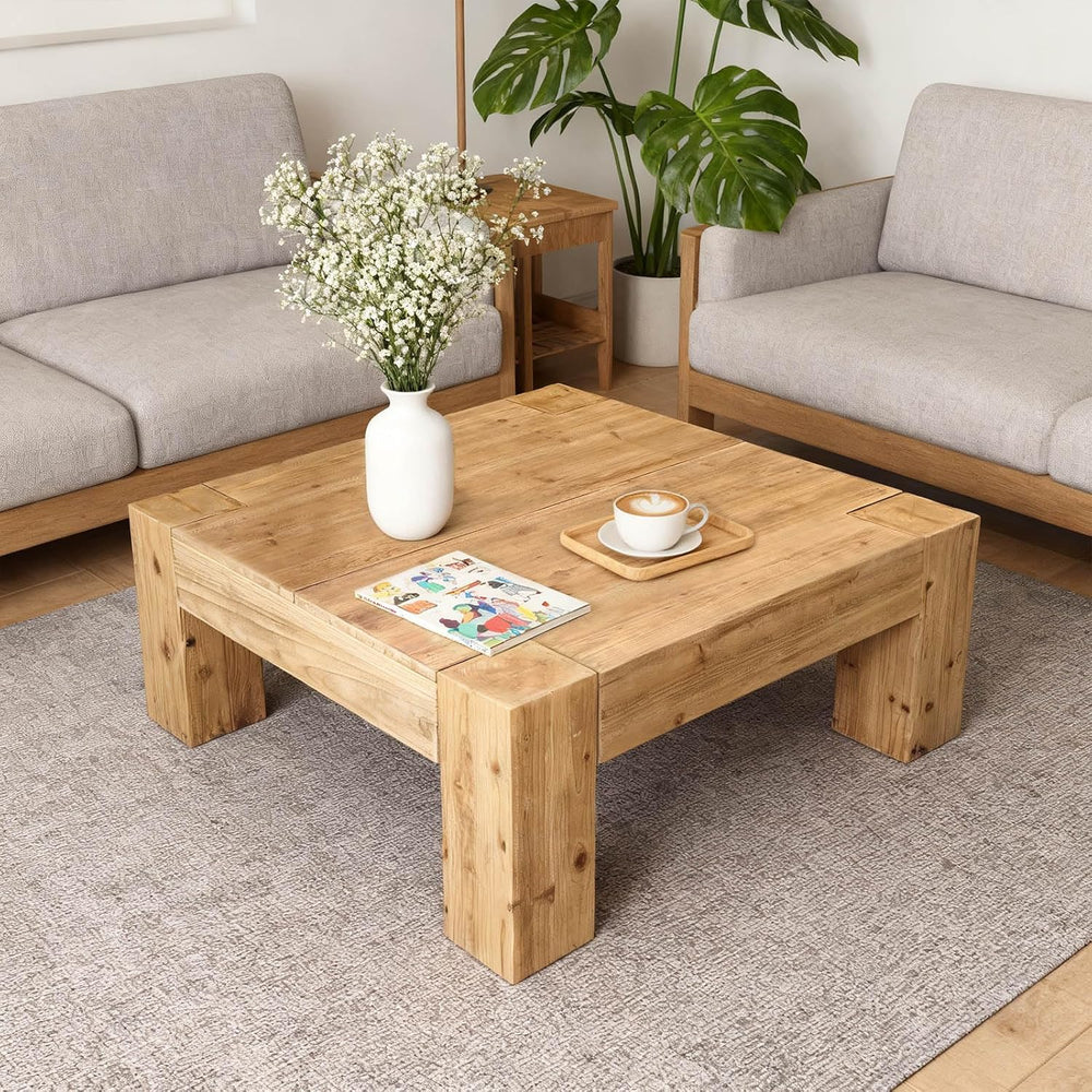 Square Large Coffee Table for Living Room Mid Century Modern Center Table