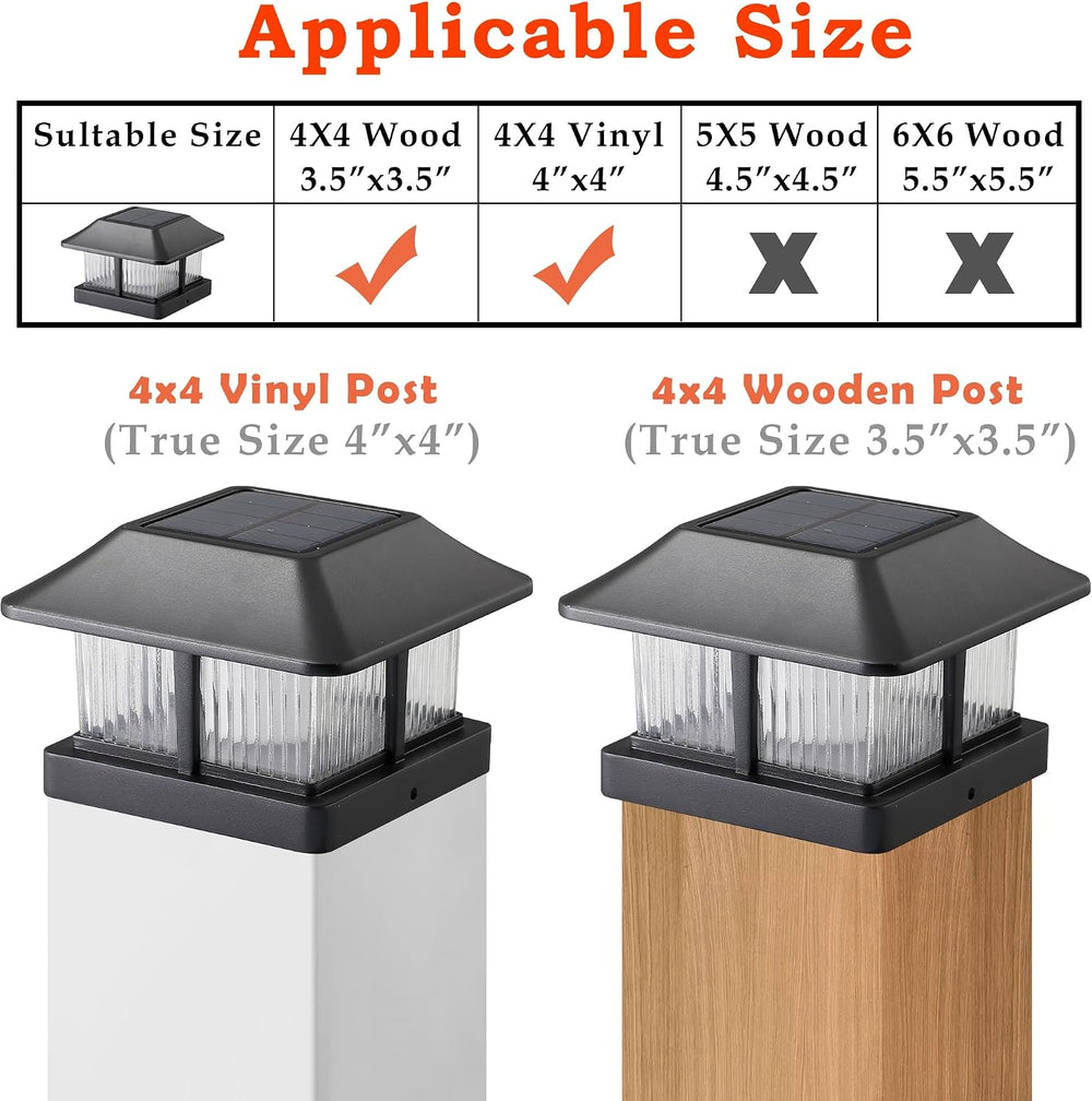 Dynaming Solar Flame Post Cap Lights Outdoor, Solar Powered Fence Post Light,...