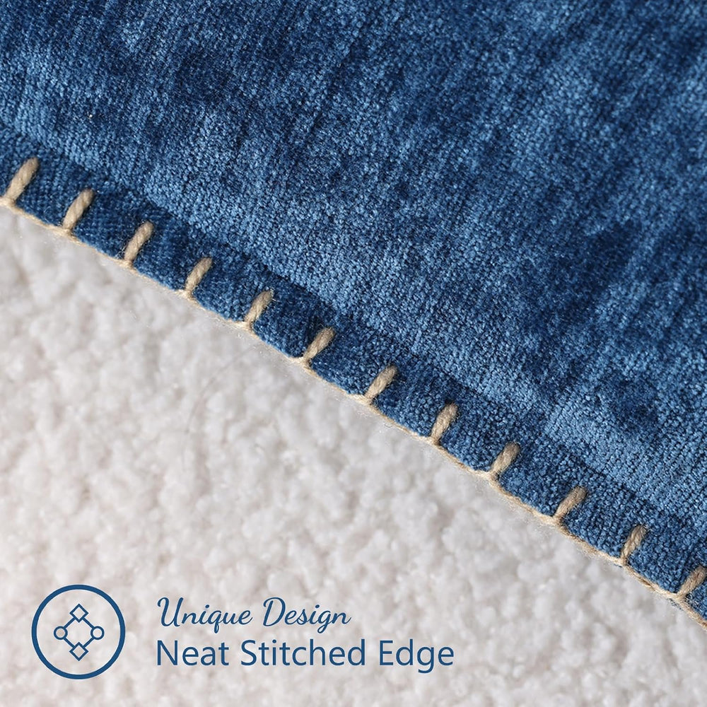Pallene Chenille Soft Navy Blue Throw Pillow Cover 22x22 Set of 2