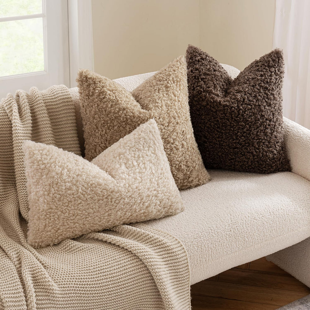 MIULEE Decorative Faux Fur Pillow Covers Euro Sherpa 24x24 Chocolate
