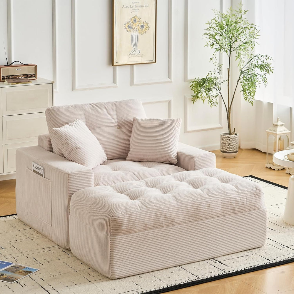 IDEALHOUSE 63" Oversized Chaise Lounge with Side Pockets for Living Room