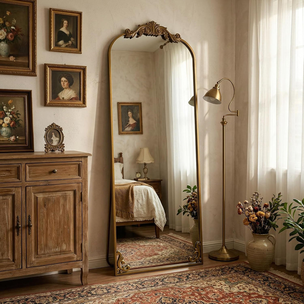 HARRITPURE 64"x21" Vintage Full Length Mirror, Arched Standing Mirror