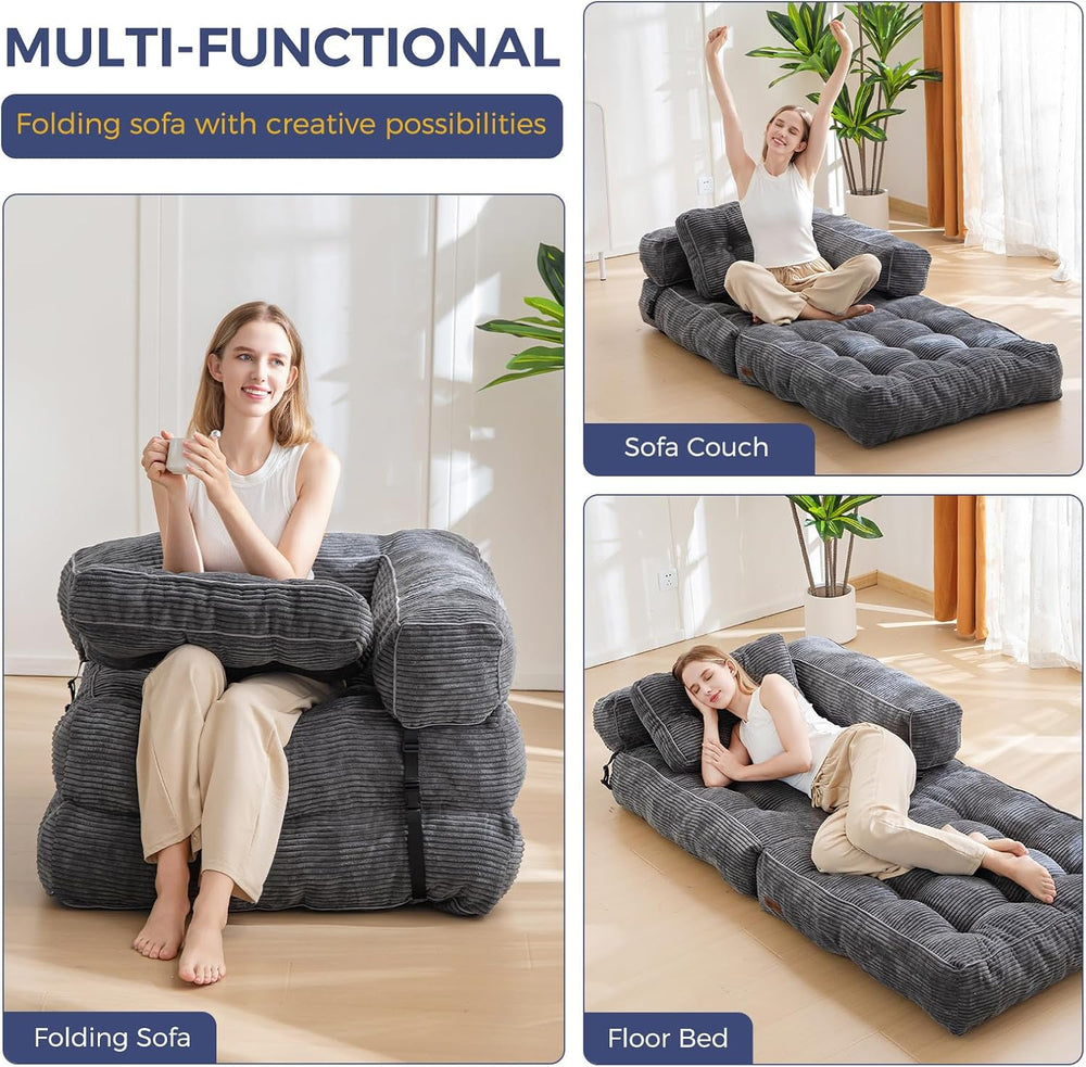 MAXYOYO Folding Sofa Bed, Convertible Chair Bed with Pillow