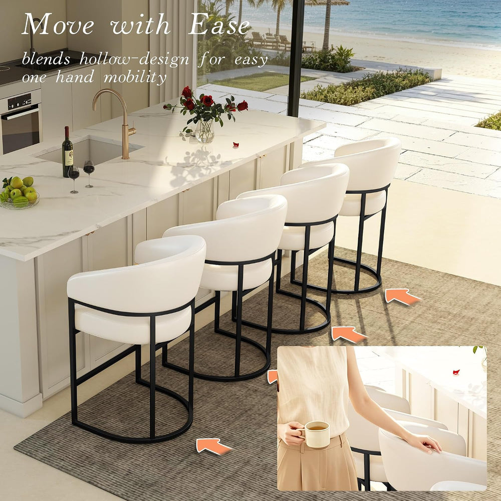 Modern Counter Height Bar Stools,Bar Stools Set of 3,PU Leather Upholstered B...