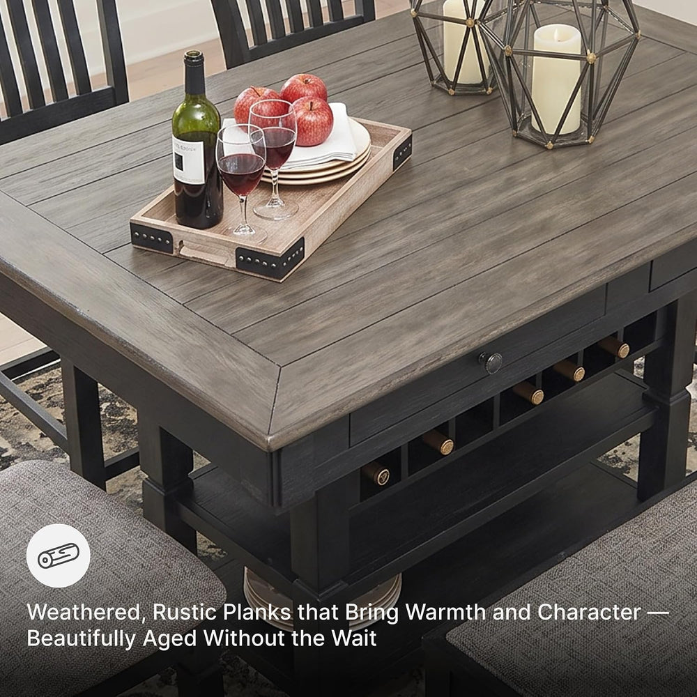 Signature Design by Ashley Counter Height Table with Storage, Farmhouse