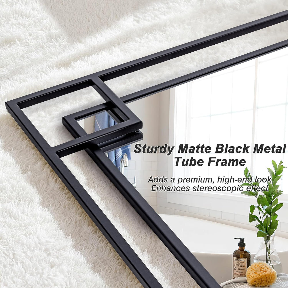Chende 59''x30'' Large Rectangular Black Mirror for Decor wit...