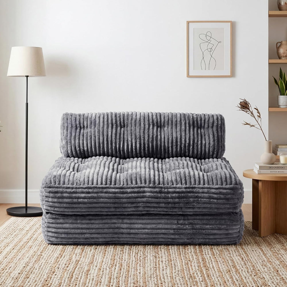 Claiks Boneless Chair Folding Sofa Bed, Sleeper Chair, Dark Grey, Double