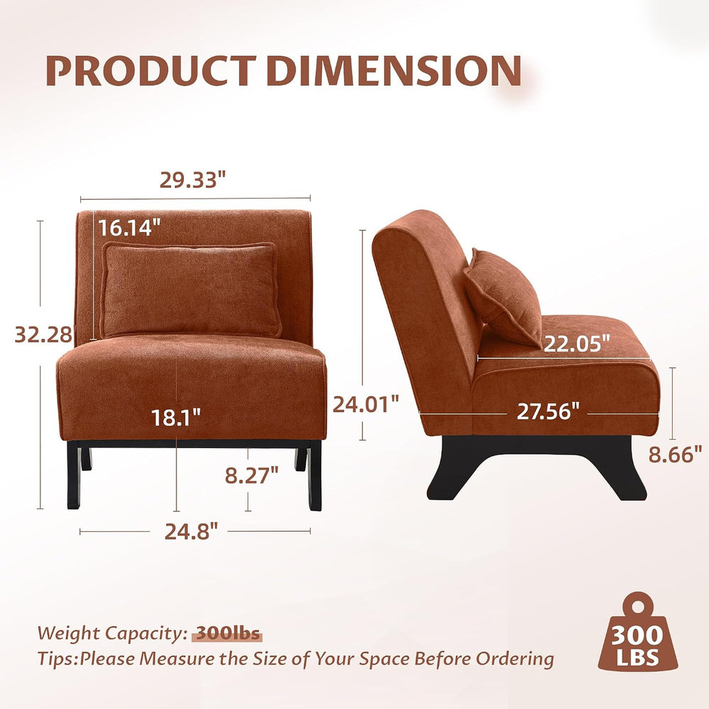 Armless Accent Chairs Set of 2 Upholstered Living Room Side Chairs