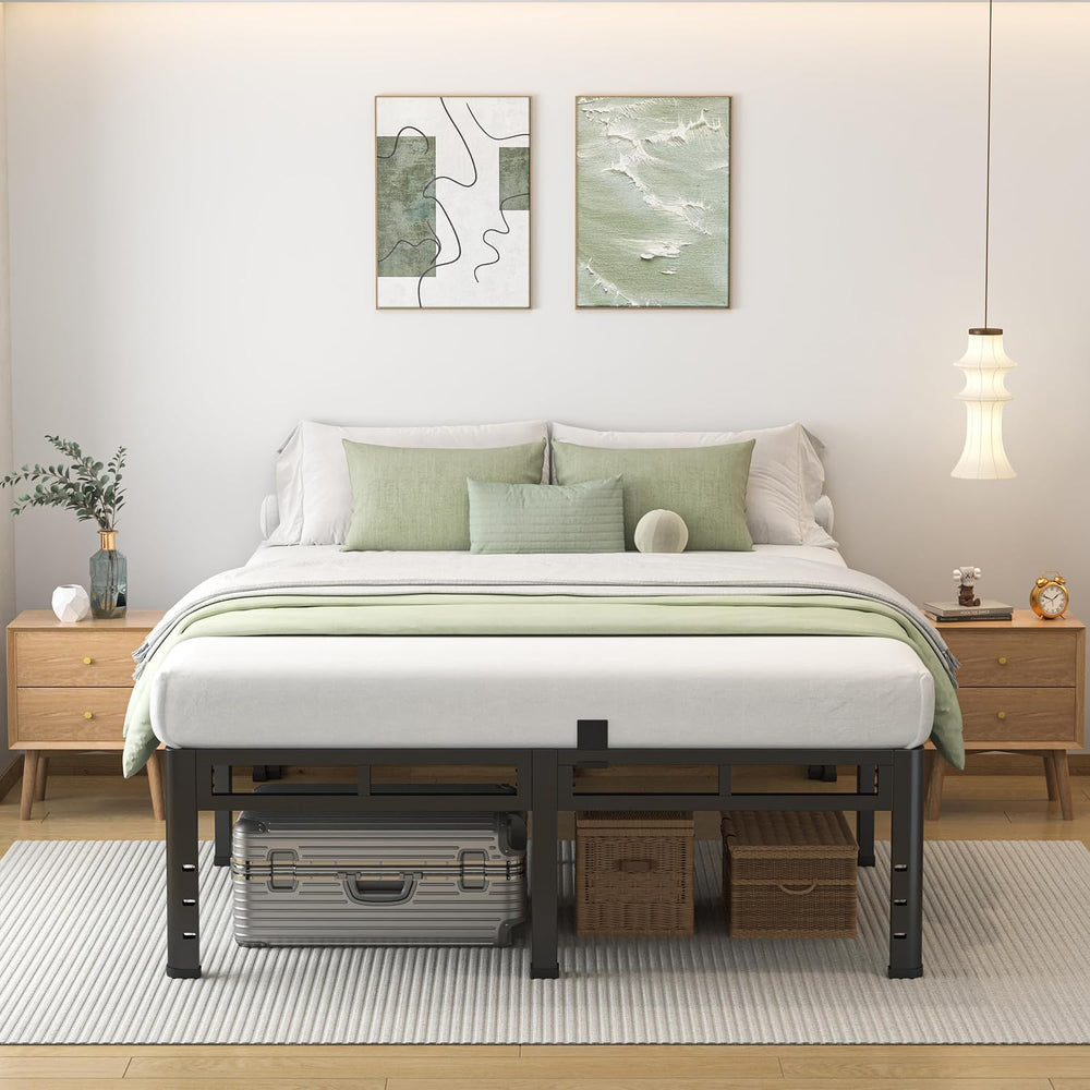 NKZ 2-in-1 Queen Size Metal Platform Bed Frame, 14 Inch Heavy Duty Bed Base