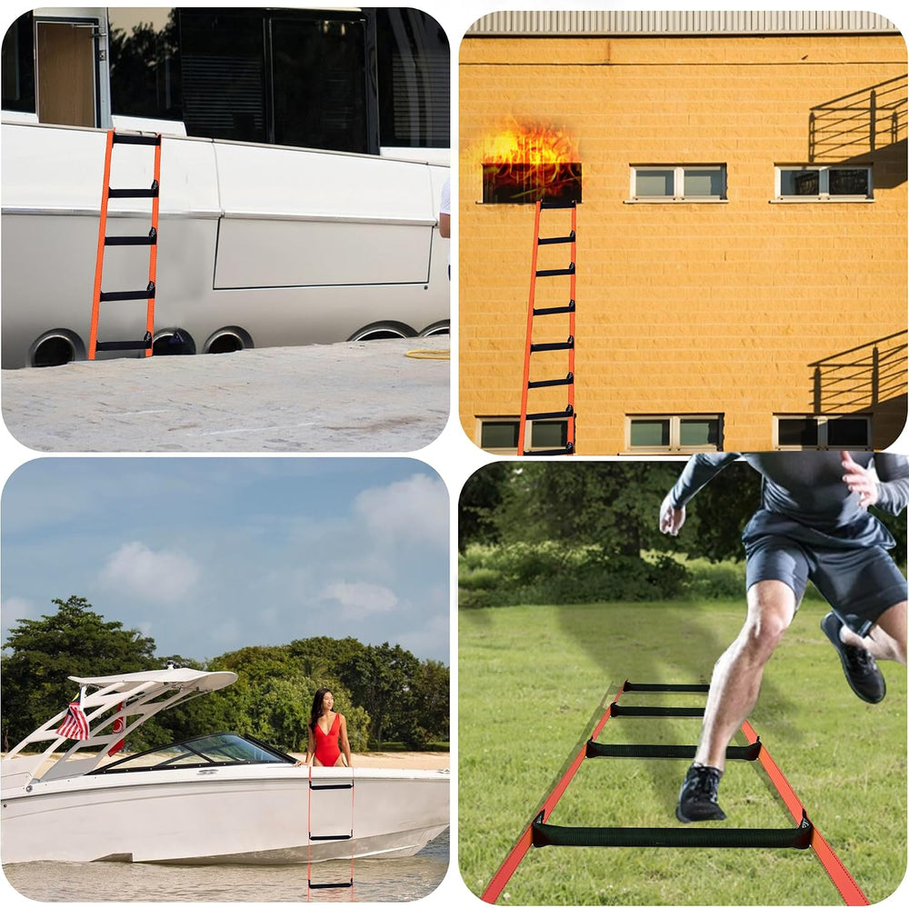 Fire Escape Ladder,32 FT Emergency Portable Safety Ladder,Extension Rope Ladd...