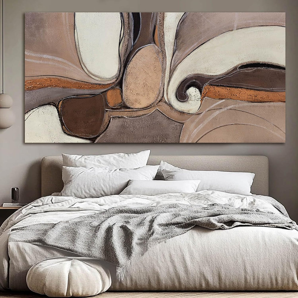 YETHEN WAL Large Neutral Abstract Wall Art Organic Swirl Home Decor Aesthetic...