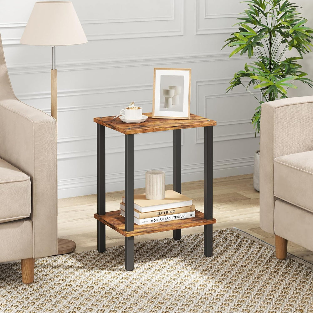 TUTOTAK End Table, Set of 2, Side Table, Nightstand, 2-Tier Storage Shelf