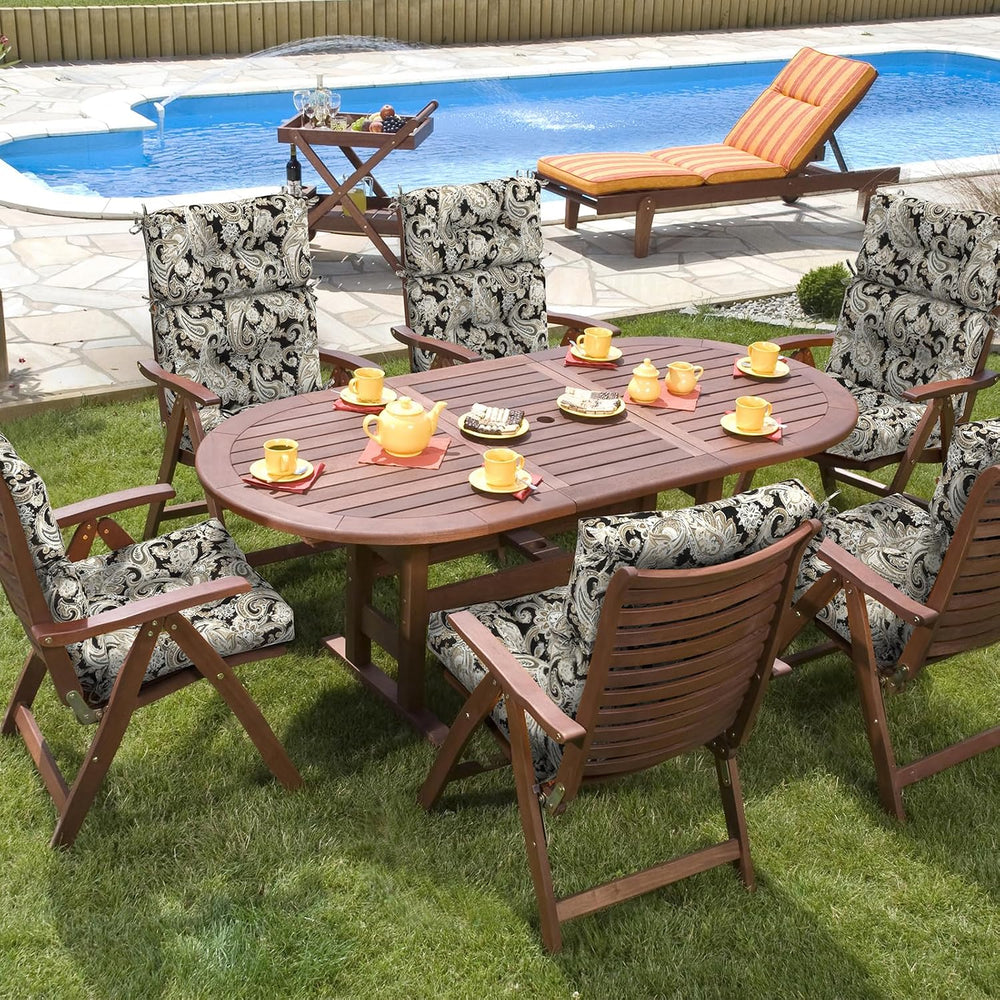 DYTXIII Outdoor High Back Chair Cushions Set of 2, Water Repellent Tufted Roc...