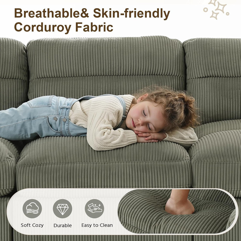 HAOMARKETS Corduroy Sofa Set, Upholstered Armchair, Loveseat, and 3-Seater Co...