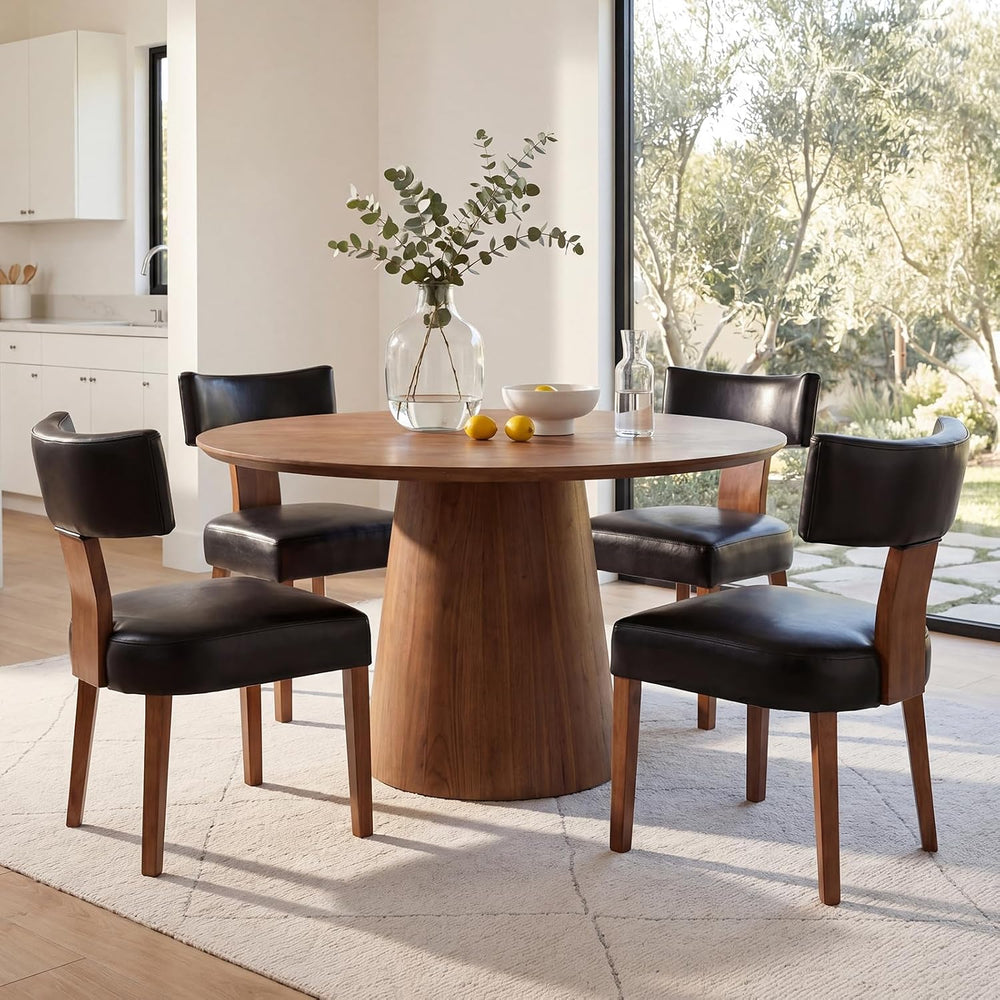 RIVOVA Set of 4 Mid Century Modern Dining Chairs, Farmhouse PU Leather Uphols...