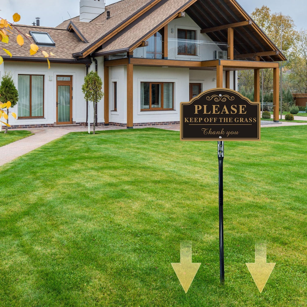 2-Pack Keep Off The Grass Signs, with 36"Tall Metal Stakes, 8x12 Inches ...