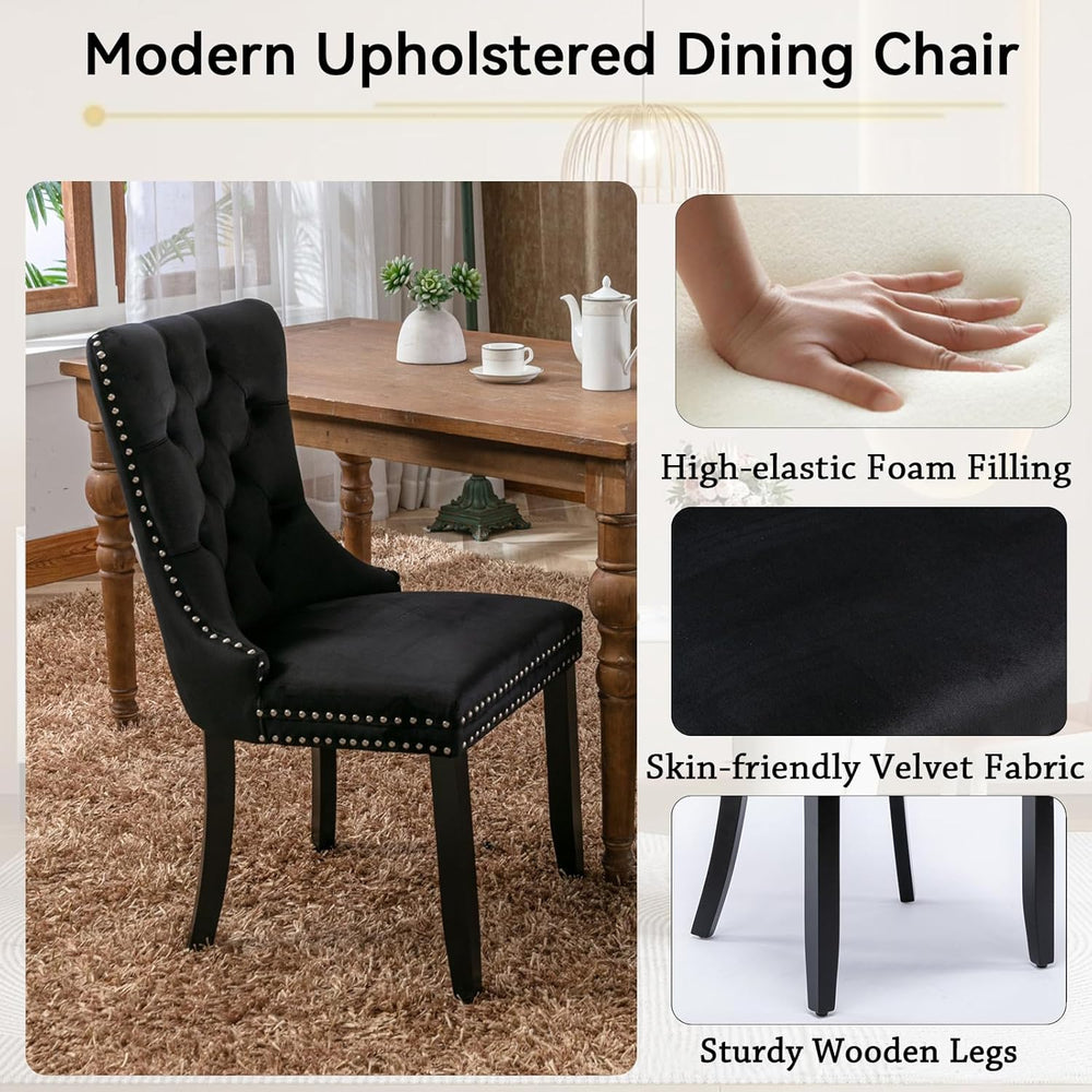 63"-79" Extendable Dining Table Set with 8 Black Chairs, 9 Piece Ov...