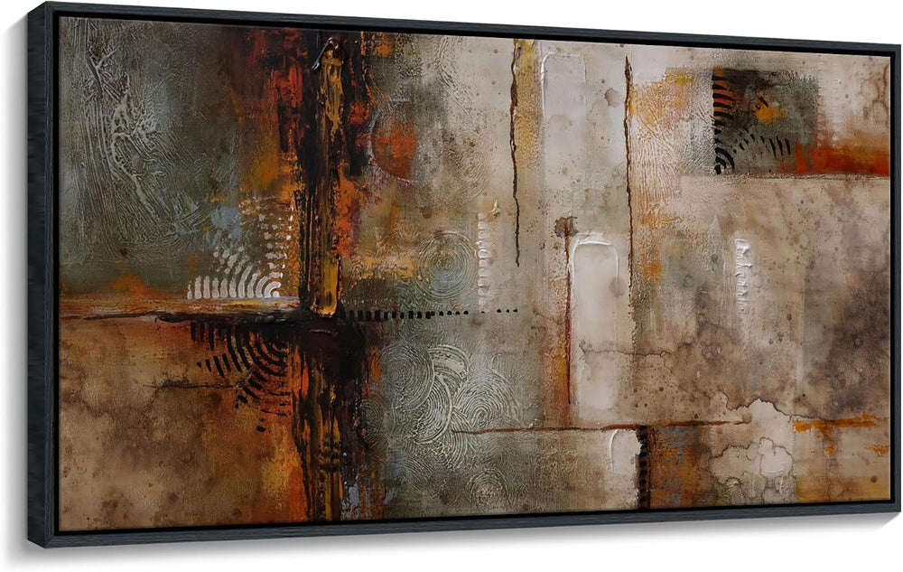 YDYSUNE Extra Large Framed Abstract Wall Art | Brown Subtle Textured Canvas P...