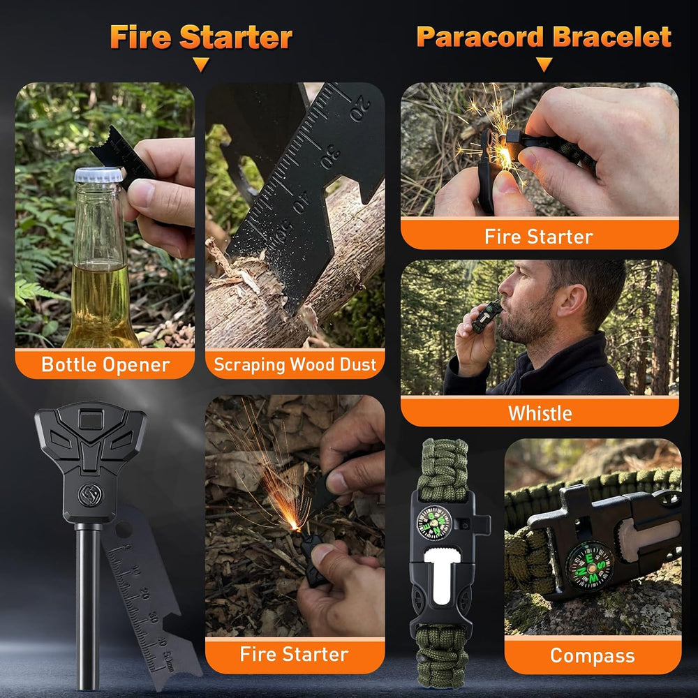 27-in-1 Survival Gear Kit, Camping Tools for Hiking, Fishing & Emergencies
