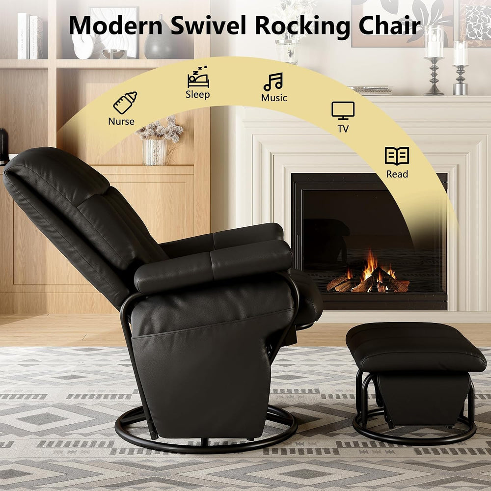 AODAILIHB 360° Swivel Glider Recliner with Ottoman