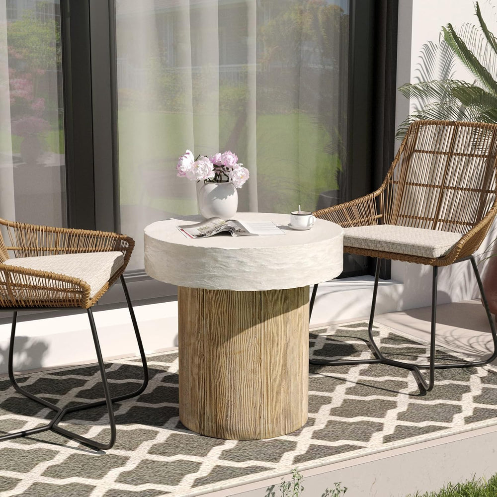 SUNBURY Outdoor Concrete Coffee Table, 20" W Patio Dining Table Round