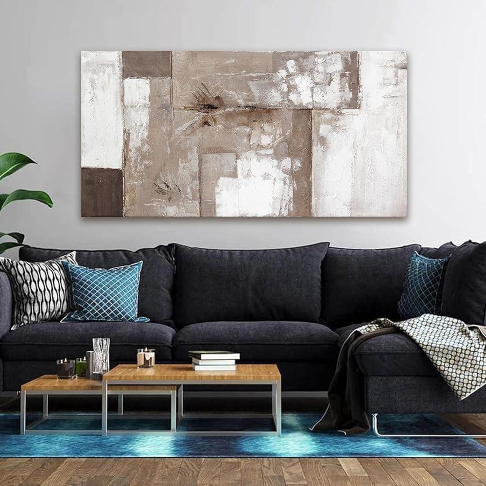 YISXINOAG Brown Grey White Abstract Wall Art Modern Fantasy Canvas 24"X4...