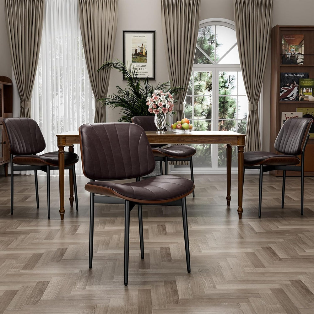 YaFiti Dining Chairs Set of 2, Mid Century Modern PU Leather Kitchen Chairs