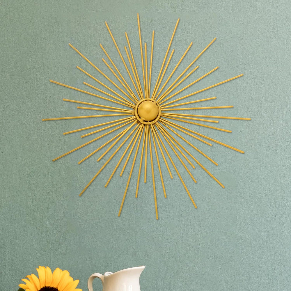 Barydat 6 Pcs Gold Sunburst Wall Decor Metal Bling Starbursts Wall Art