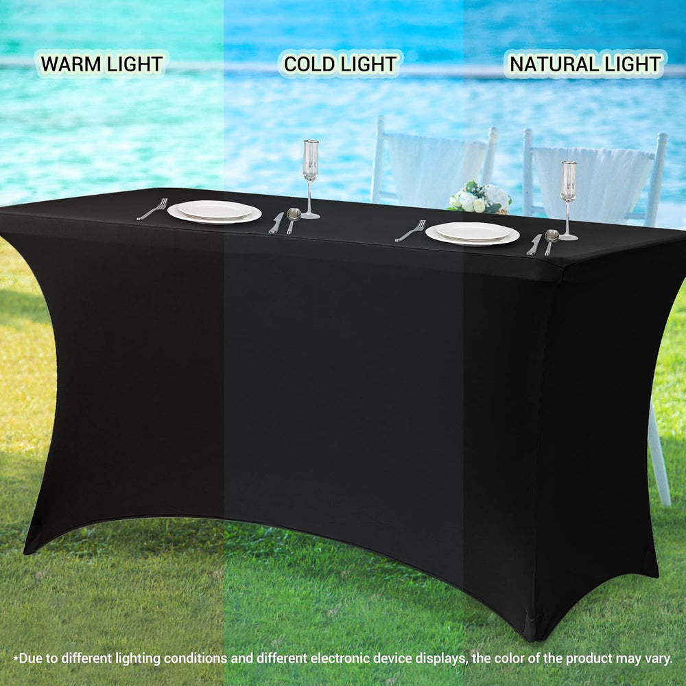 Obstal 6 Pack Stretch Spandex Table Covers for 6 Foot Tables, Light Coffee