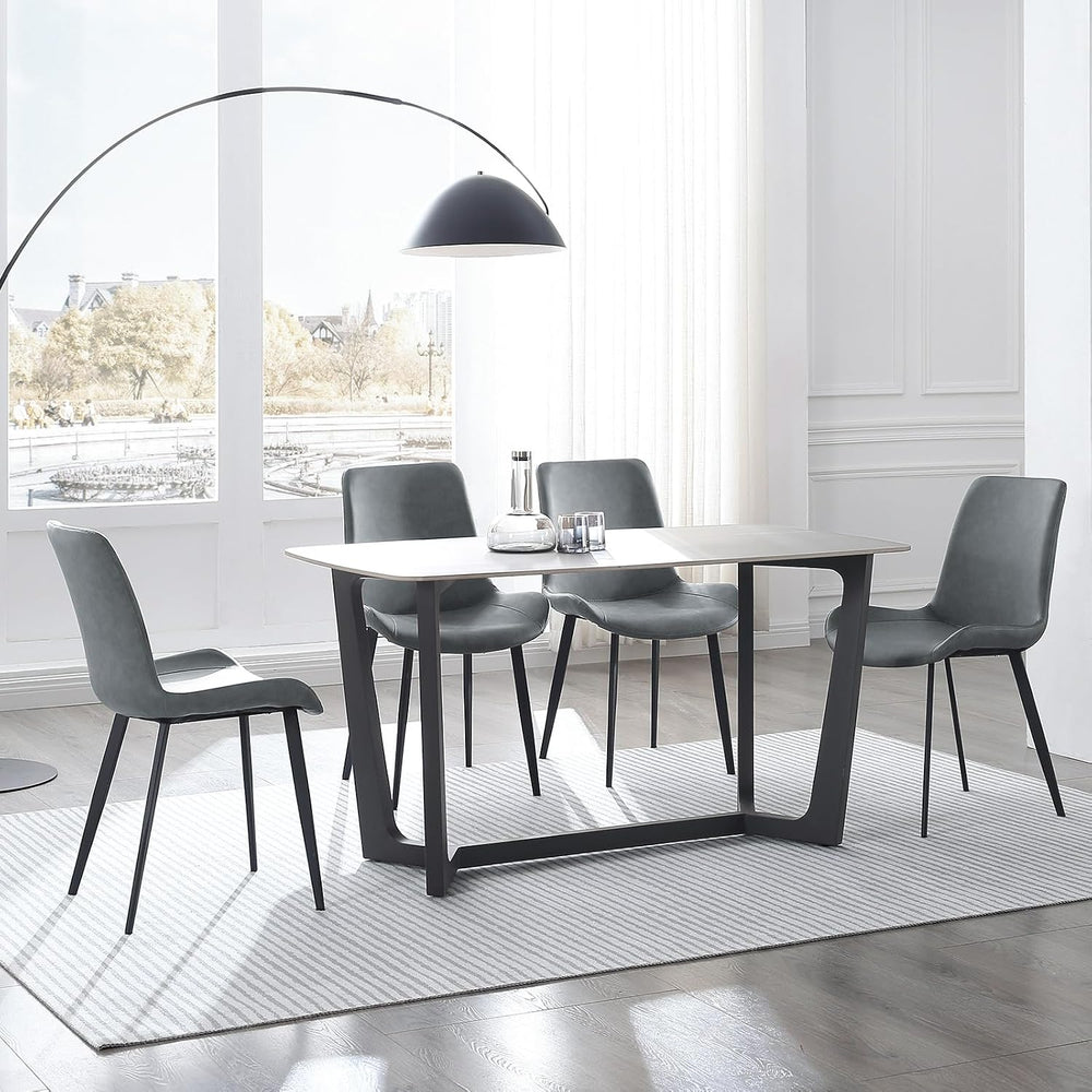 Dining Chairs, Modern PU Leather Dining Room Chair with Sturdy Metal Legs, Up...