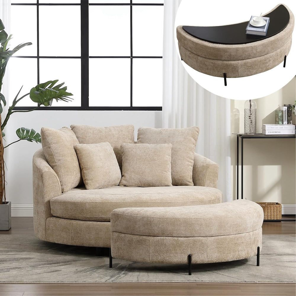 Chifee & Vingol 59.8" W Oversized Accent Barrel Chair Large Round Ch...