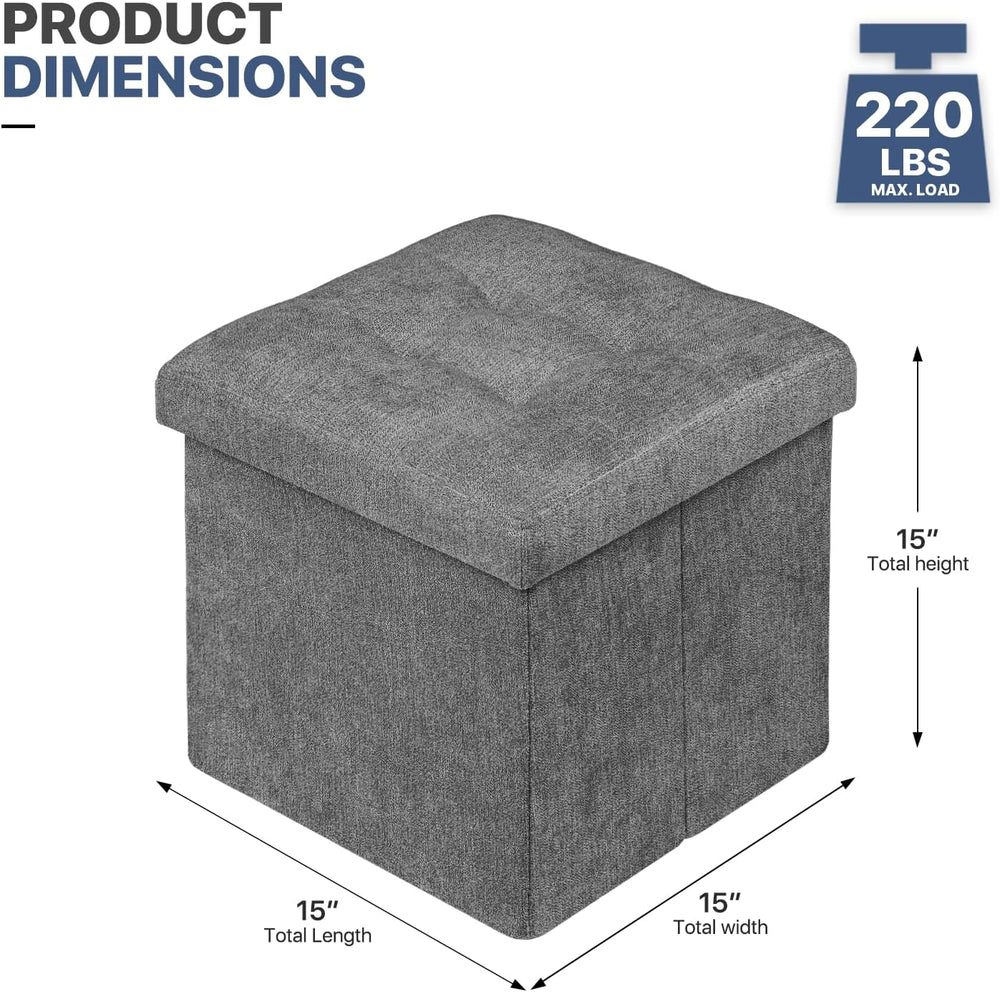 MoNiBloom 15 Inches Storage Ottoman Cube, Folding Square Foot Rest Stool, Sma...