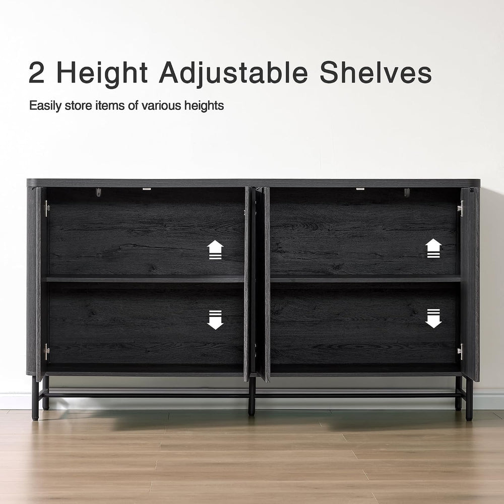 Fatmok Sideboard Buffet Cabinet with Storage, 65" Fluted Credenza Accent...