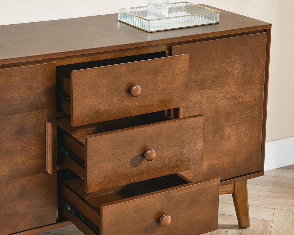 LKTART 47" Real Wood Veneer Sideboard Buffet Cabinet with Storage Drawers