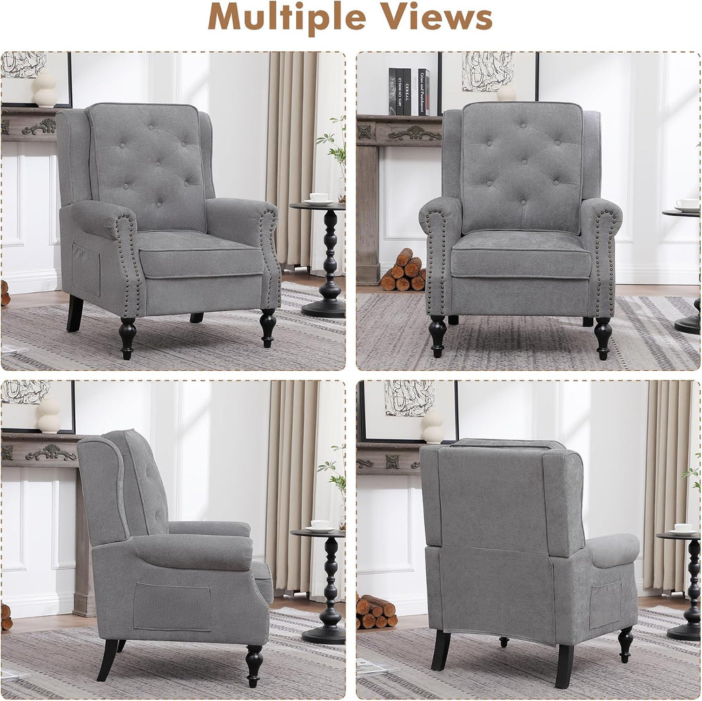 Modern Accent Chair Wingback Armchair Vintage High Back Upholstered Armchair ...