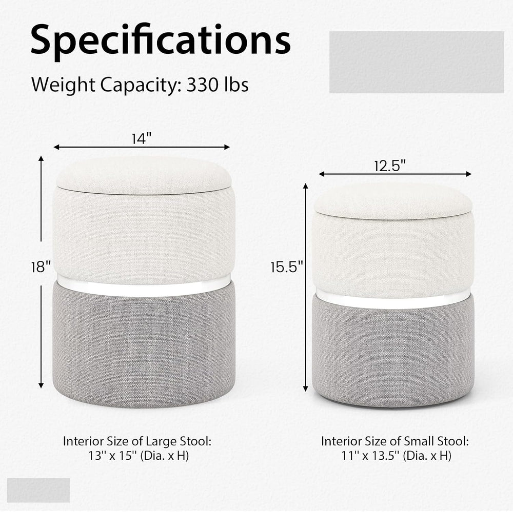 GIANTEX Ottoman with Storage, 1 Large & 1 Small Nesting Ottoman Side Table