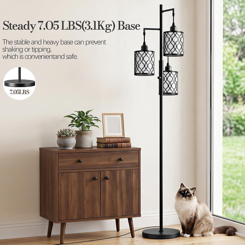 73" Dimmable Floor Lamps for Living Room, Standing Lamp with Remote, Black