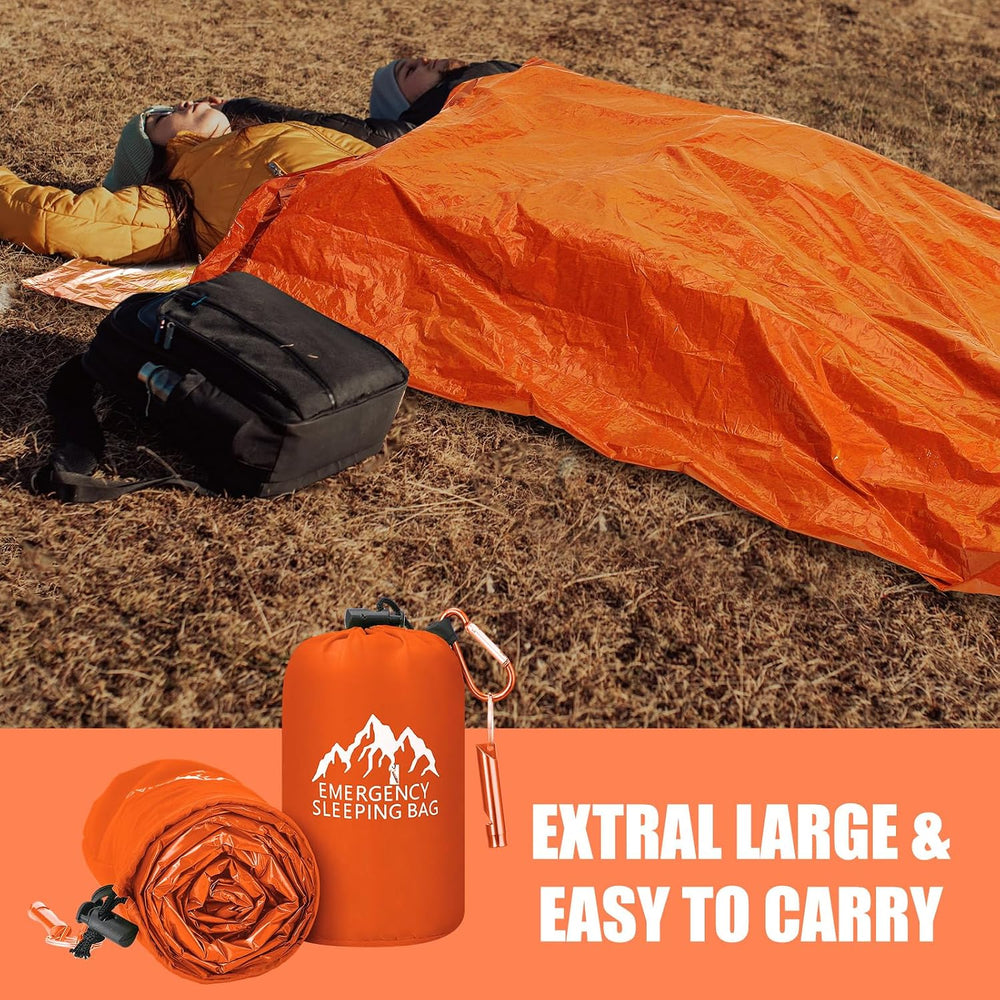 Oudain 6 Pcs XL Emergency Sleeping Bag Waterproof Bivy Sack Whistle