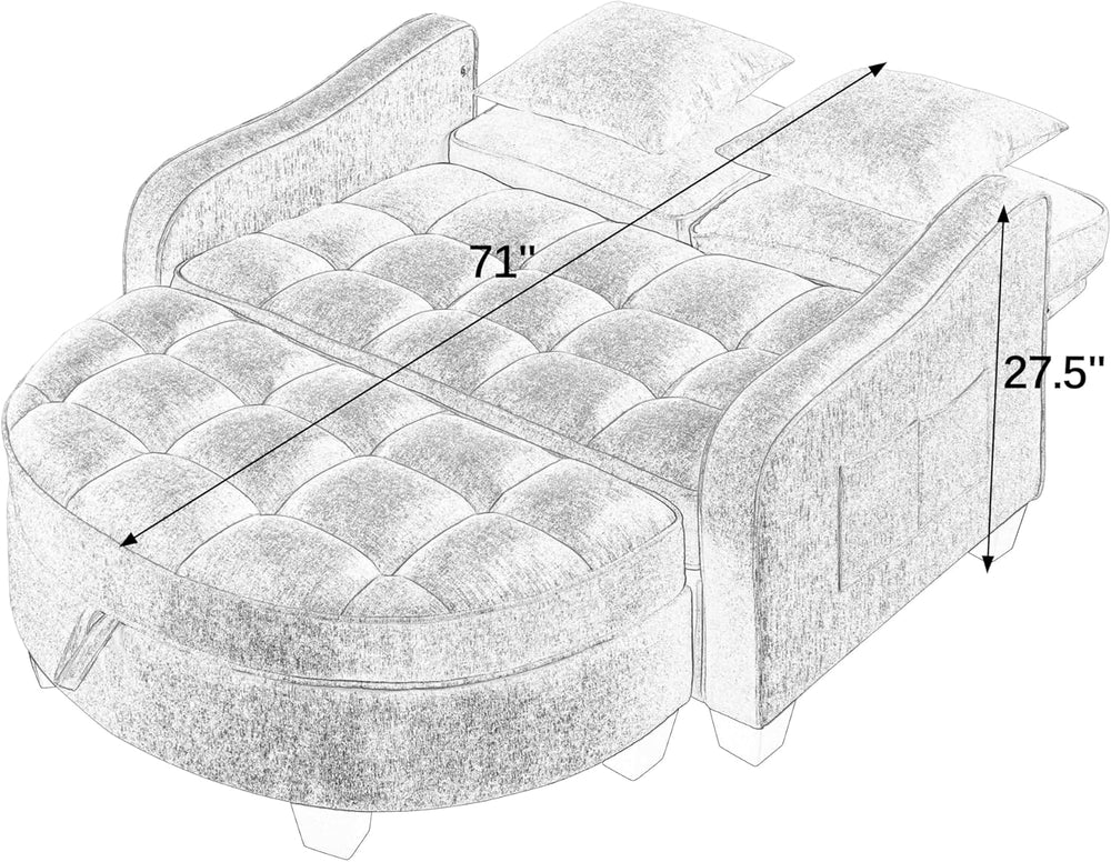 ERYE Chenille Tufted Loveseat Sofa and Ottoman Set