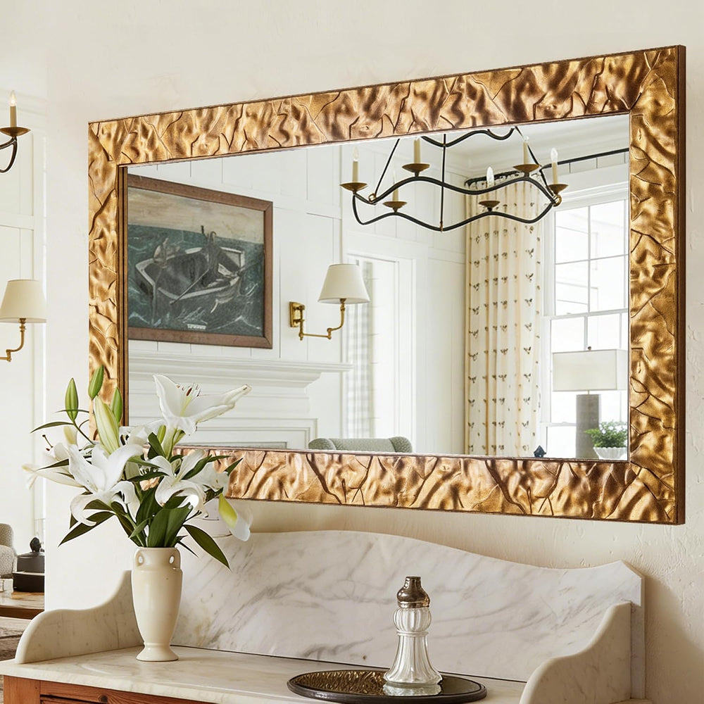 Chende 49" x 33" Rectangular Decorative Wall Mirror with Wood Frame