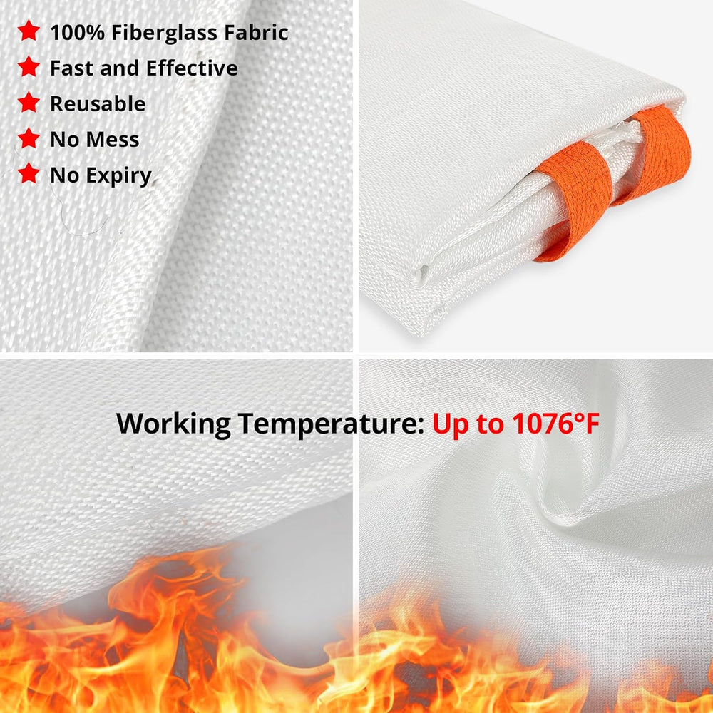 SecuCaptain Emergency Fire Blanket for Home and Kitchen - 4 Pack 40"x40&...