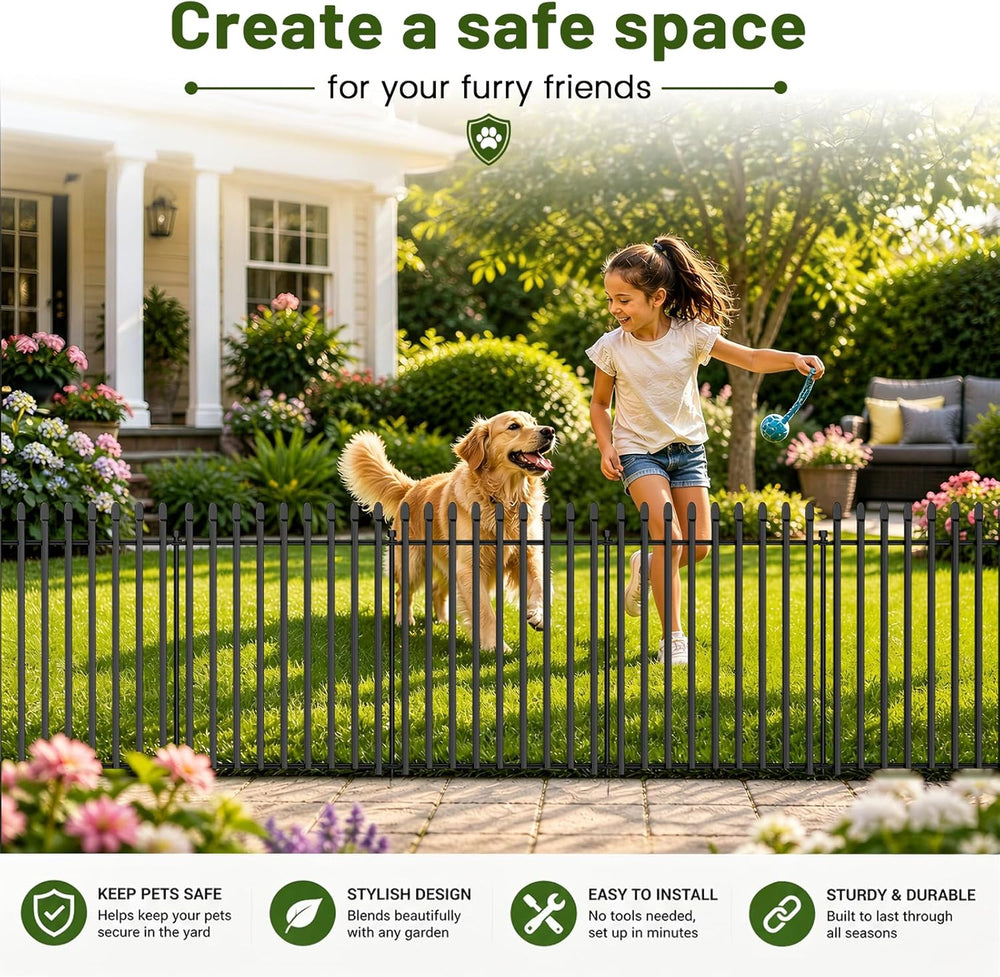 No Dig Decorative Garden Fence, 32in(H)×11ft(L), 5 Panels
