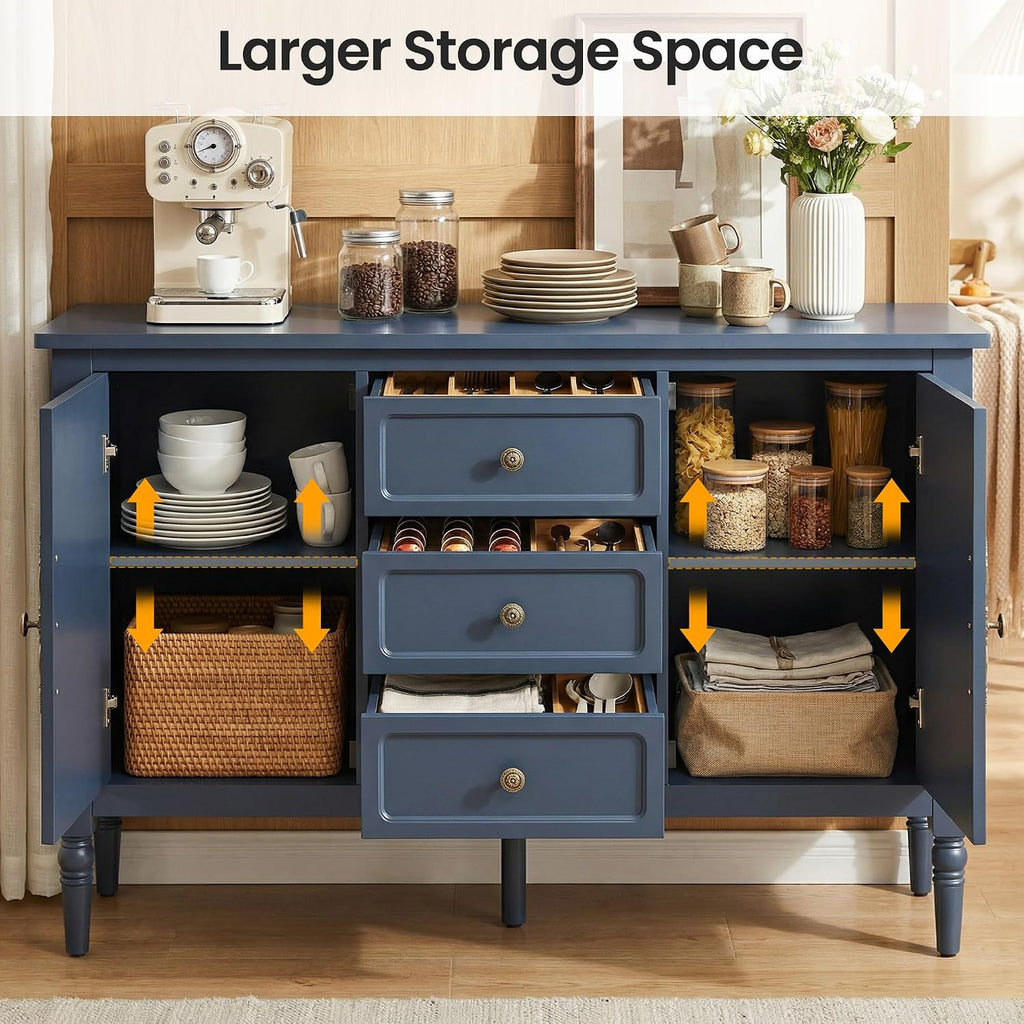 RoyalCraft Sideboard Buffet Cabinet with Storage, Kitchen Cabinet, Blue