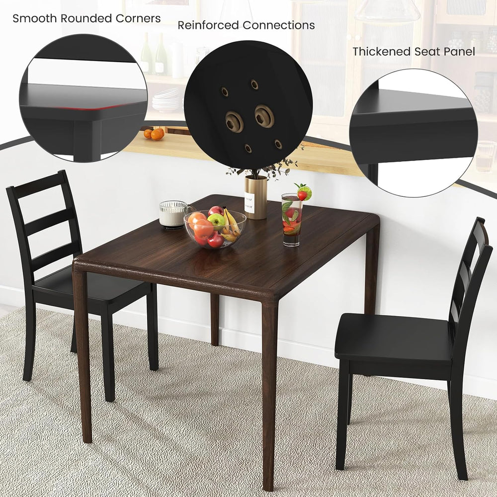 COSTWAY Dining Chairs Set of 4, Mid-Century Modern Wooden Chairs, Black