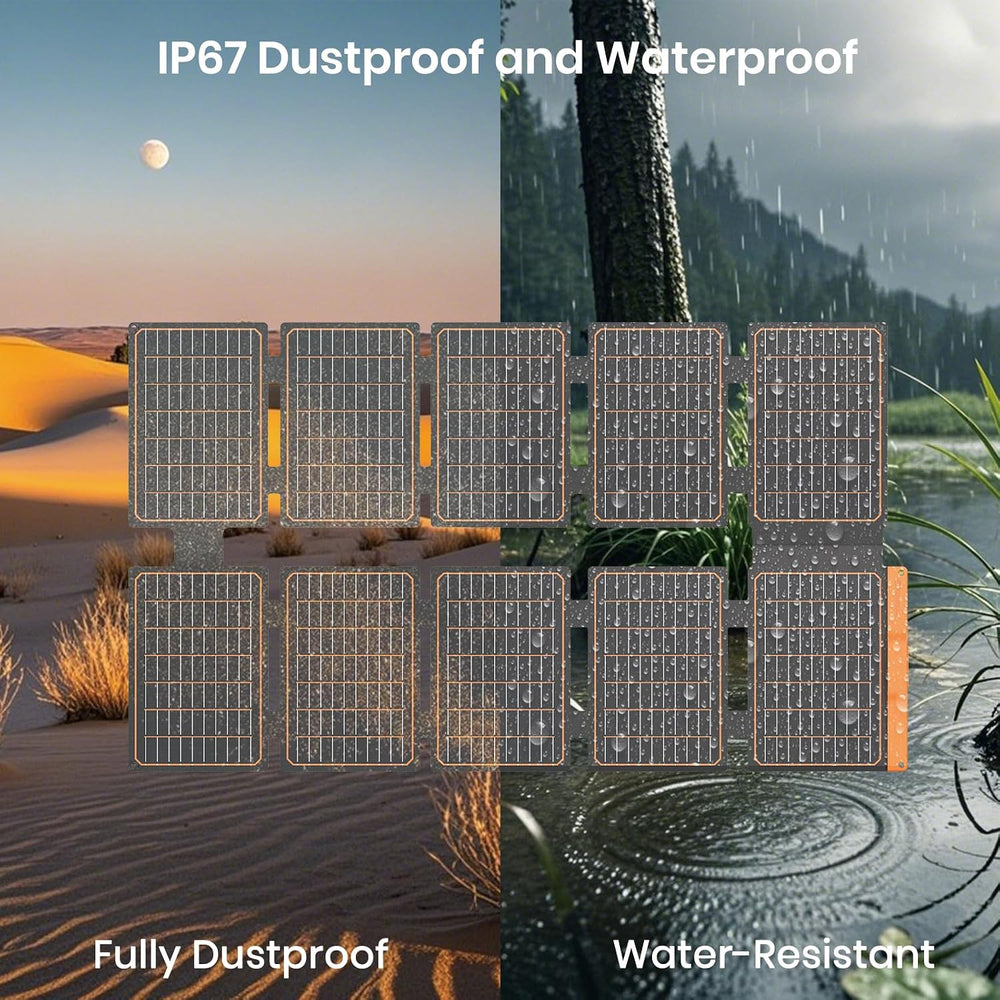 FlexSolar 100W Portable Solar Panel - 24% High Efficiency, IP67 Waterproof, Q...