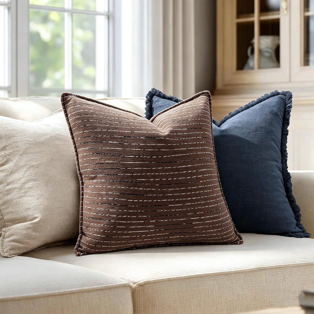 NUYECY Soft Chenille Decorative Large Pillow Covers 30x30 Set of 2,Brown Neut...